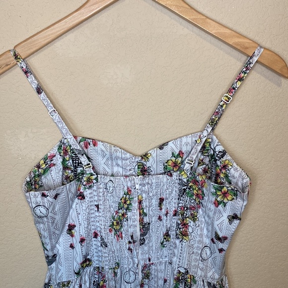 Hell Bunny Floral Skeleton Summer Mini Pin-up Dress S/M - Picture 5 of 9
